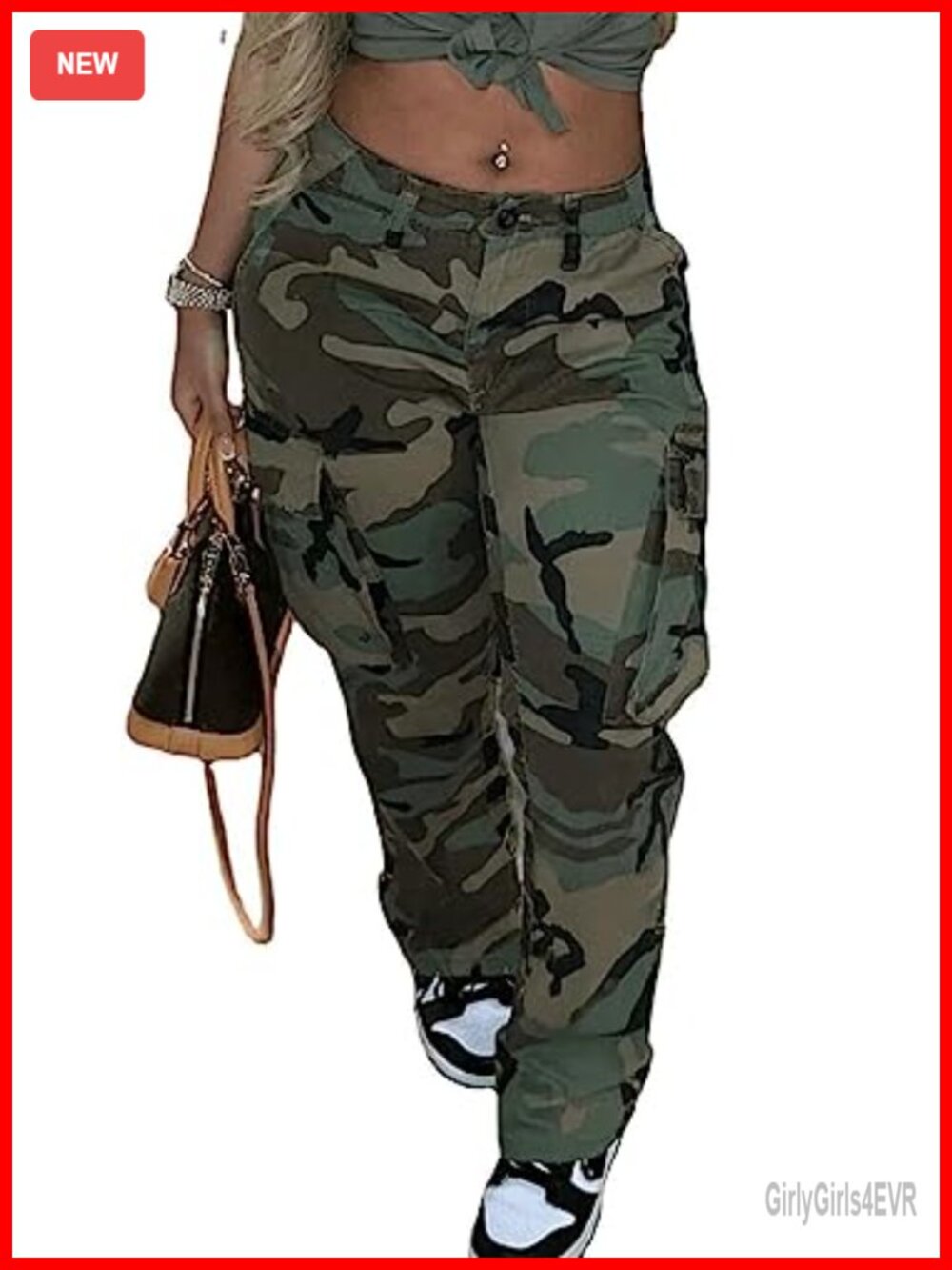 Women's Camo Cargo Pants High Waisted Baggy Y2K Wide Leg Trousers